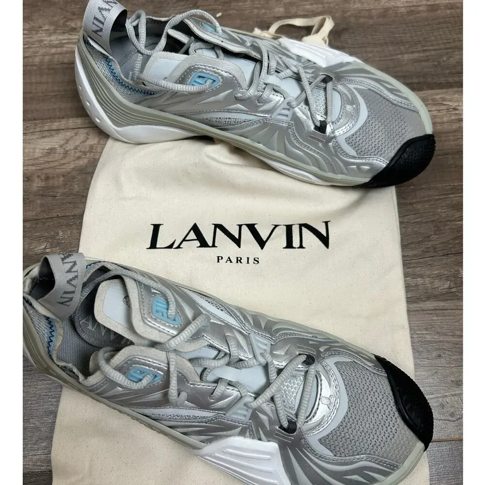 NEW Lanvin Sneakers Mens Size 10 Gray White Designer Streetwear Casual Shoes